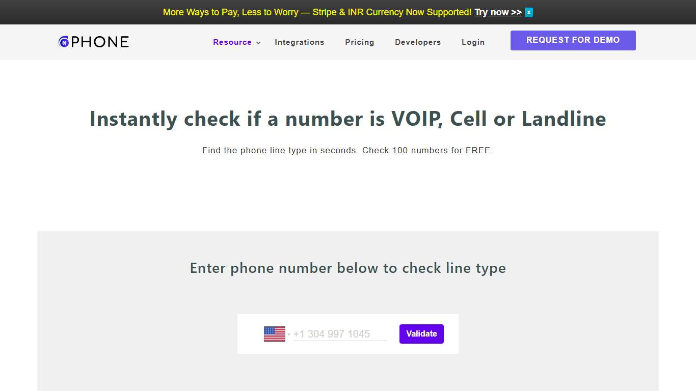 Check if number is VOIP, Cell, or Landline - Phone Line Type Checker